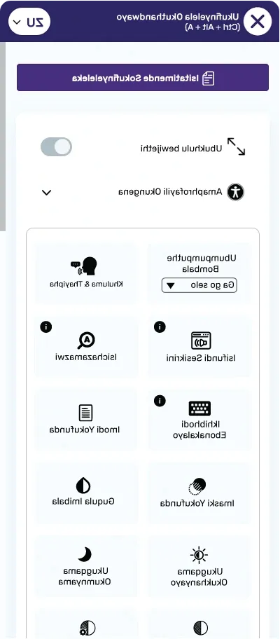 zulu accessibility toolbar